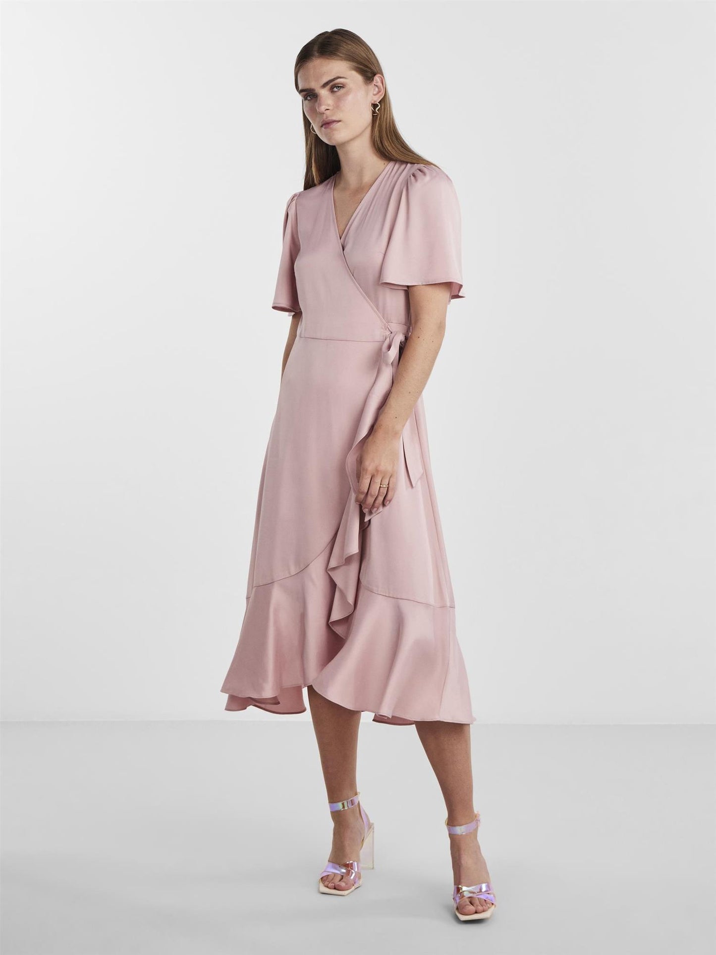 YASTHEA 2/4 MIDI WRAP DRESS - PALE MAUVE