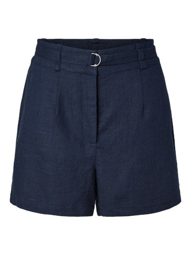 YASAGANIA HW LINEN BLEND SHORTS - NAVY BLAZER