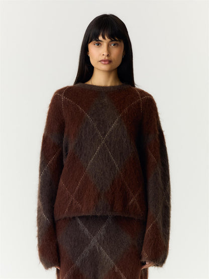 YASARGY LS MOHAIR BLEND KNIT PULLOVER - COFFE BEAN