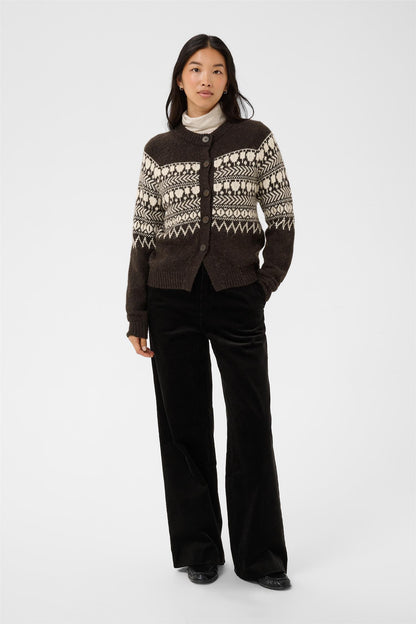 CharmainePW Cardigan - Mole/Whitecap Jaquard