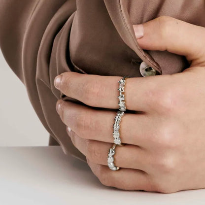 Armonica Adjustable Ring - Silver Hearts