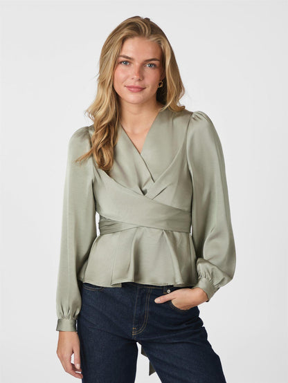 Rista Heavy Sateen Blouse - Smoke green