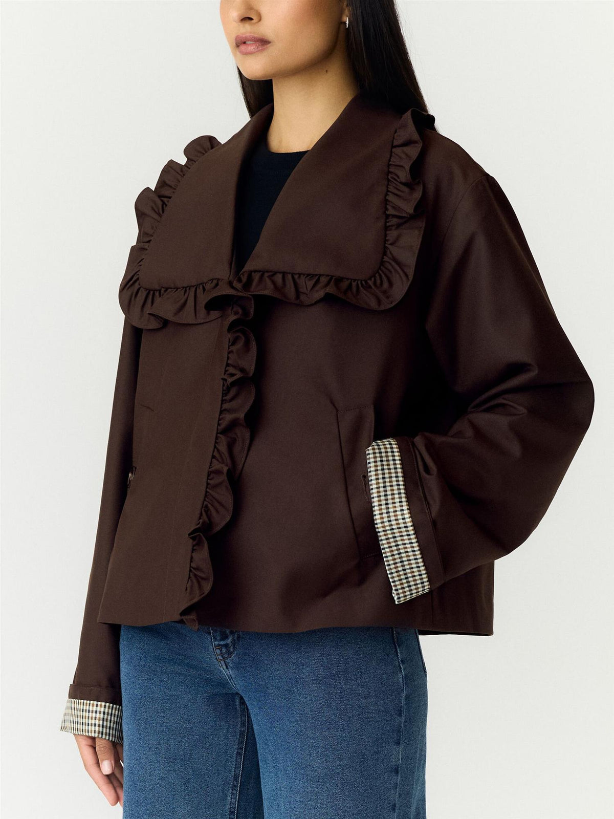 YASELSIA LS SHORT TRENCHCOAT - COFFE BEAN