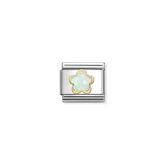 LINK, WHITE OPAL FLOWER IN GOLD