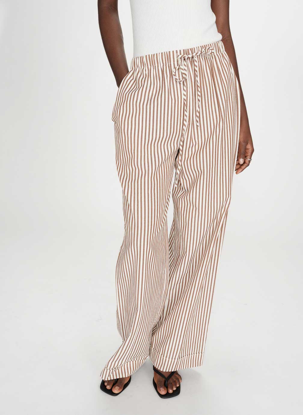 Volute Stripe Pants - Mocha
