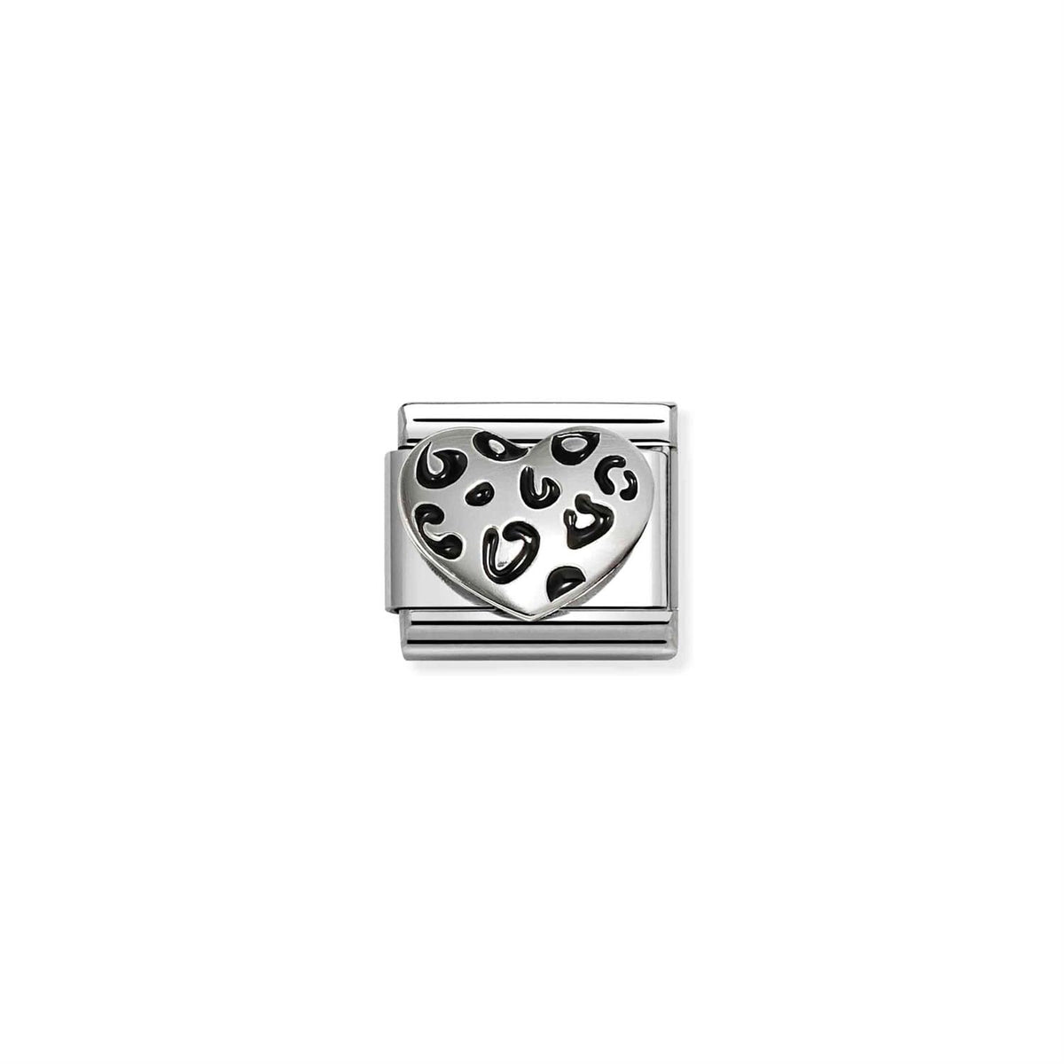 LINK, SILVER LEOPARD PRINT HEART