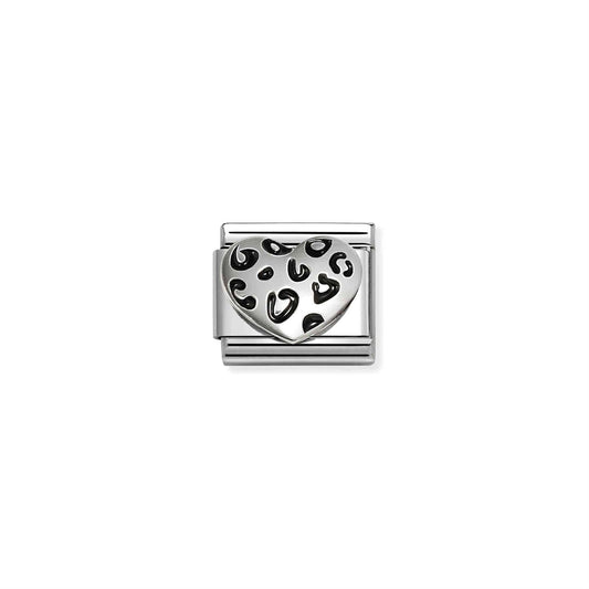 LINK, SILVER LEOPARD PRINT HEART