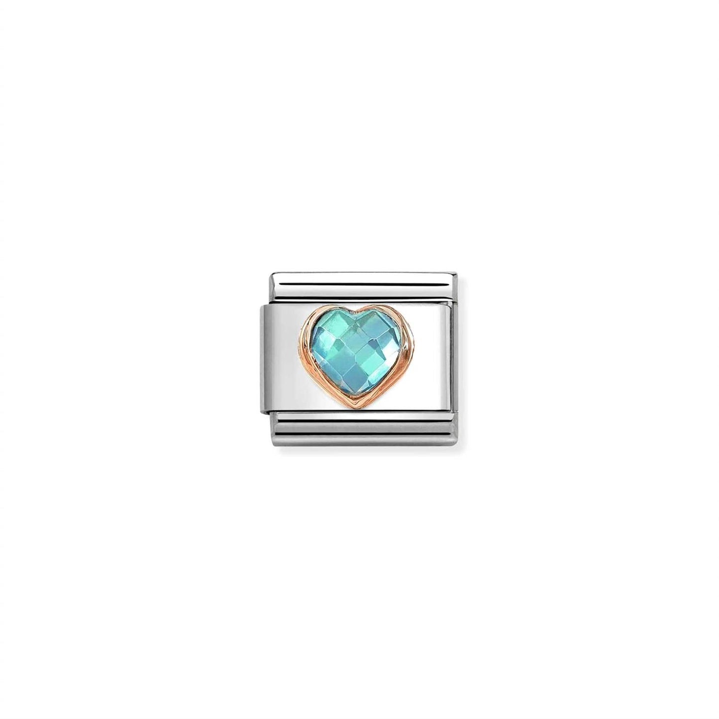 LINK, ROSEGOLD LIGHT BLUE HEART