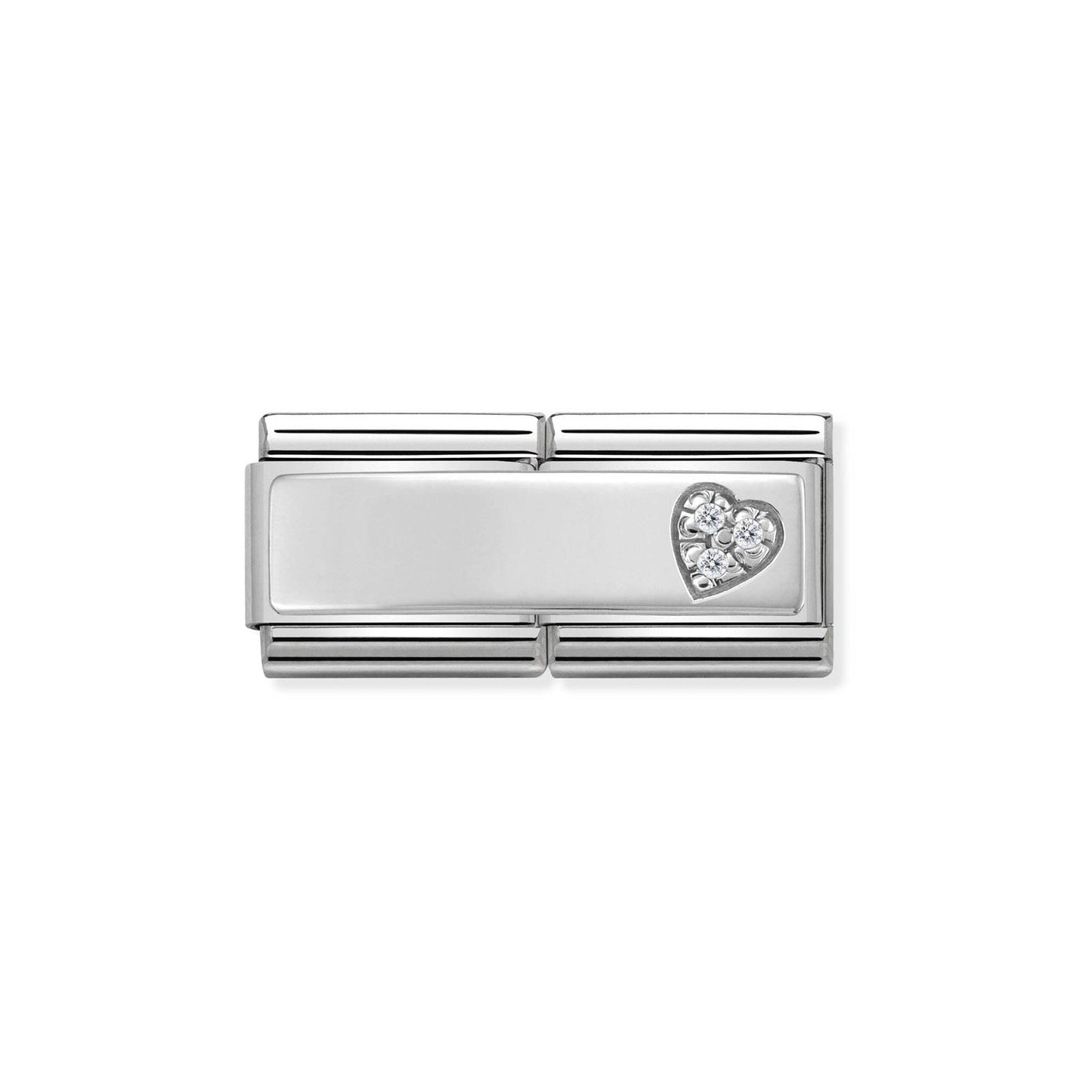 DOUBLE LINK, PLATE WITH HEART FOR ENGRAVING