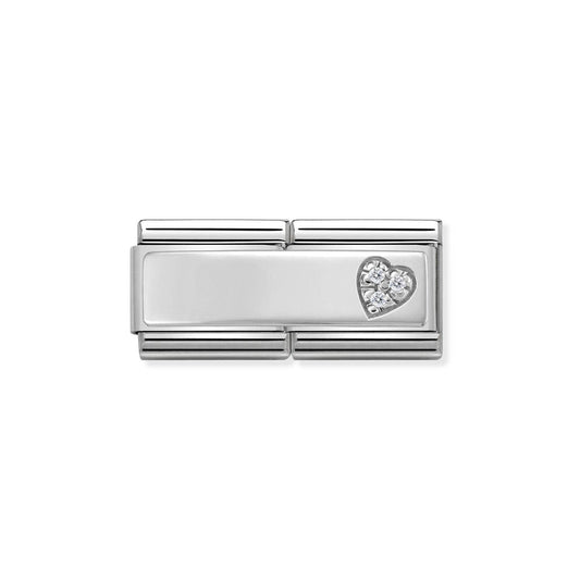 DOUBLE LINK, PLATE WITH HEART FOR ENGRAVING