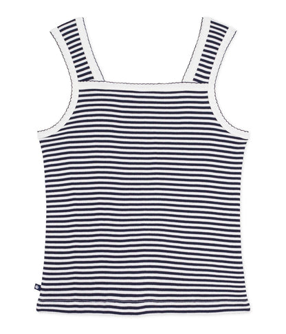 Tanktop Ribbed Details - Navy / White