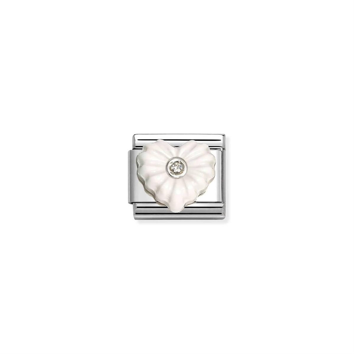 LINK, WHITE HEART CZ SILVER