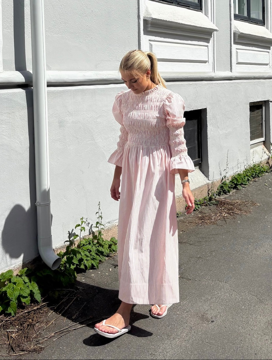 YASWITO LS LONG DRESS - BIRCH STRIPES