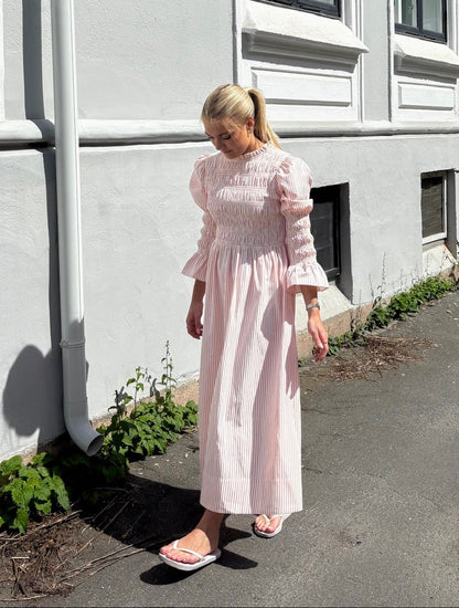 YASWITO LS LONG DRESS - BIRCH STRIPES