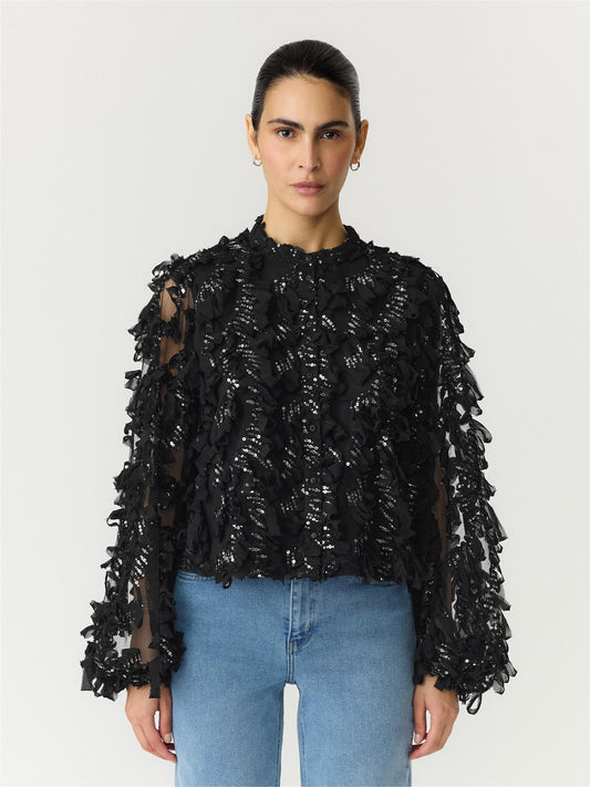 YASABELONE LS BLOUSE - BLACK
