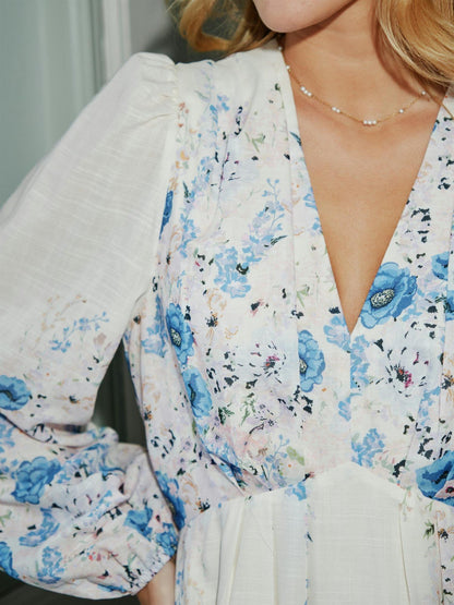 Silfi Flower Print Dress - Blue