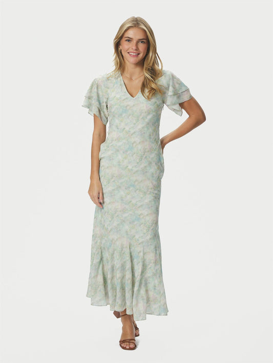 Celesse Print Chiffon Dress - Light Green