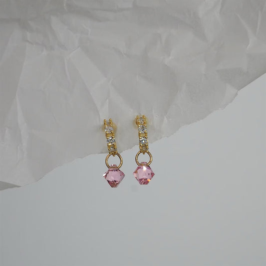 Tiny Pink Sparkle Hoops