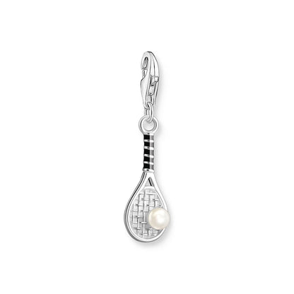 Silver Charm Pendant Tennis Racket With Freshwater Pearl