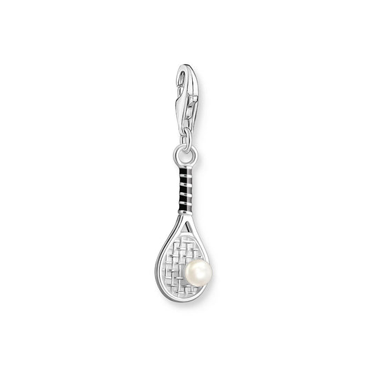 Silver Charm Pendant Tennis Racket With Freshwater Pearl