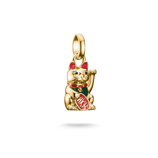 Charm Pendant Colourful Waving Cat Connect Gold-plated