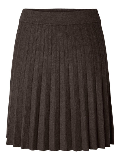 YASELENA HW PLEATED SKIRT - COFFEE BEAN