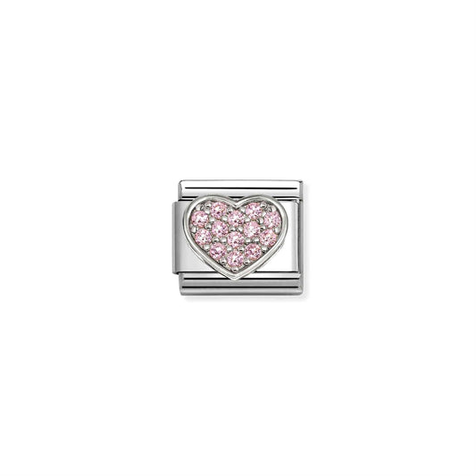 LINK, SILVER HEART WITH PINK CUBIC ZIRCONIA
