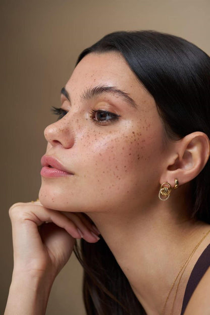 Fine interlocking pave stud earrings