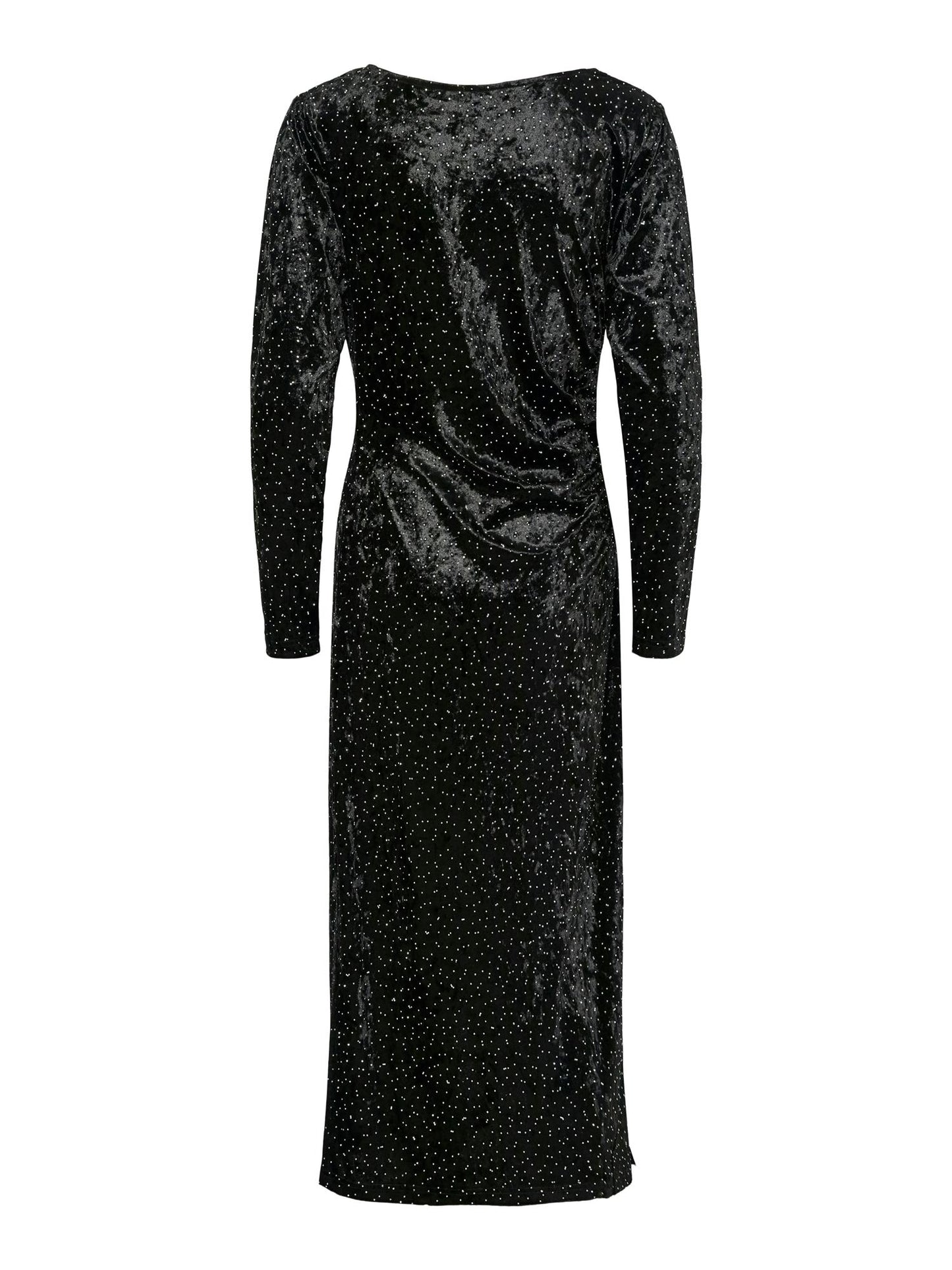 YASTILLIA LS VELVET LONG DRESS - BLACK