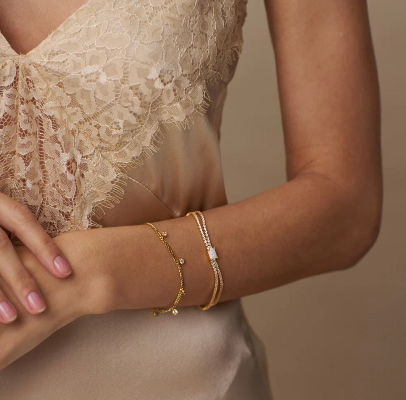 Opal & Crystal Double Row Tennis Bracelet