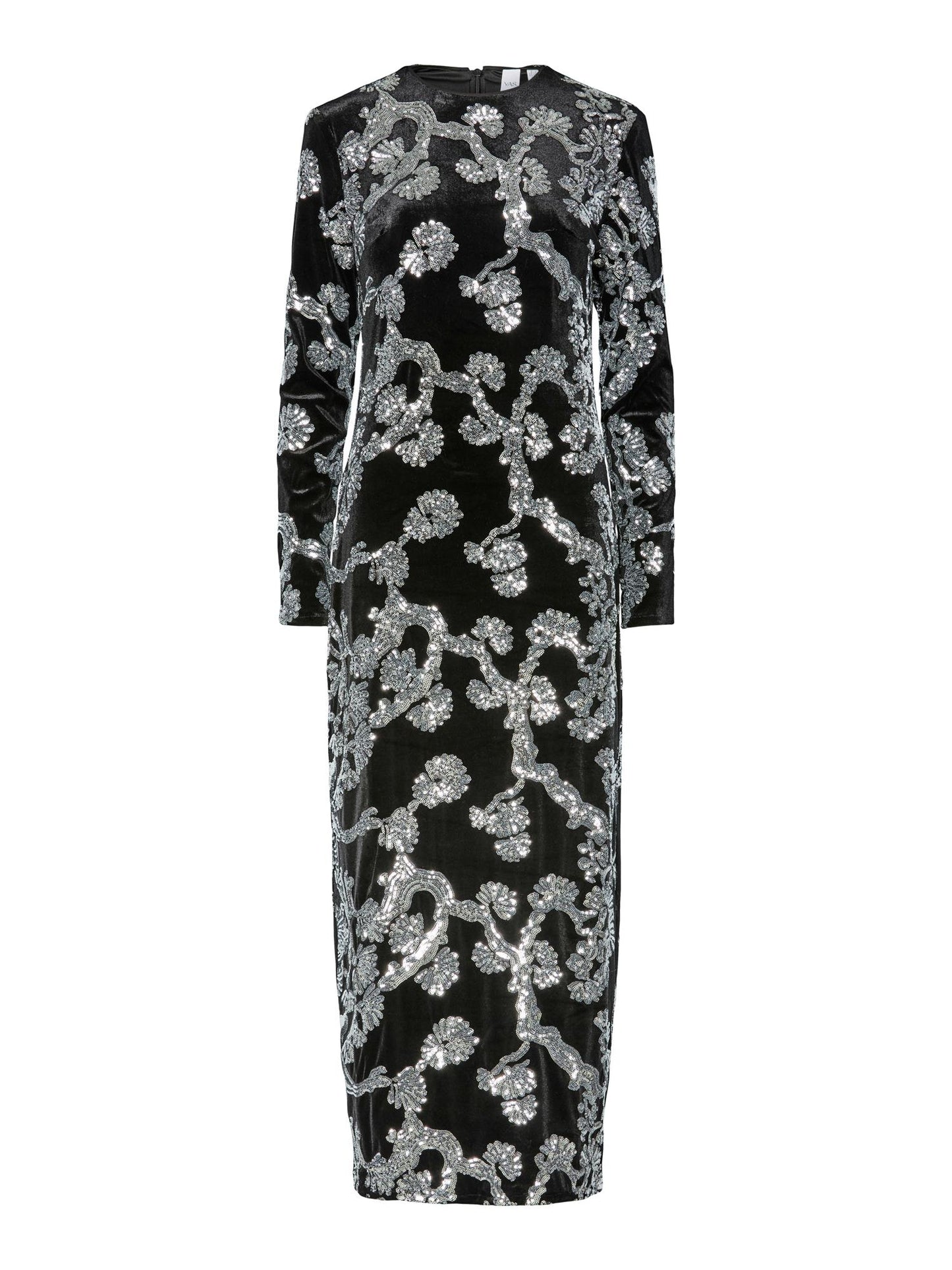 YASFLORANA LS LONG DRESS - BLACK/SILVER