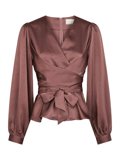 Rista Heavy Sateen Blouse - Dark Rose