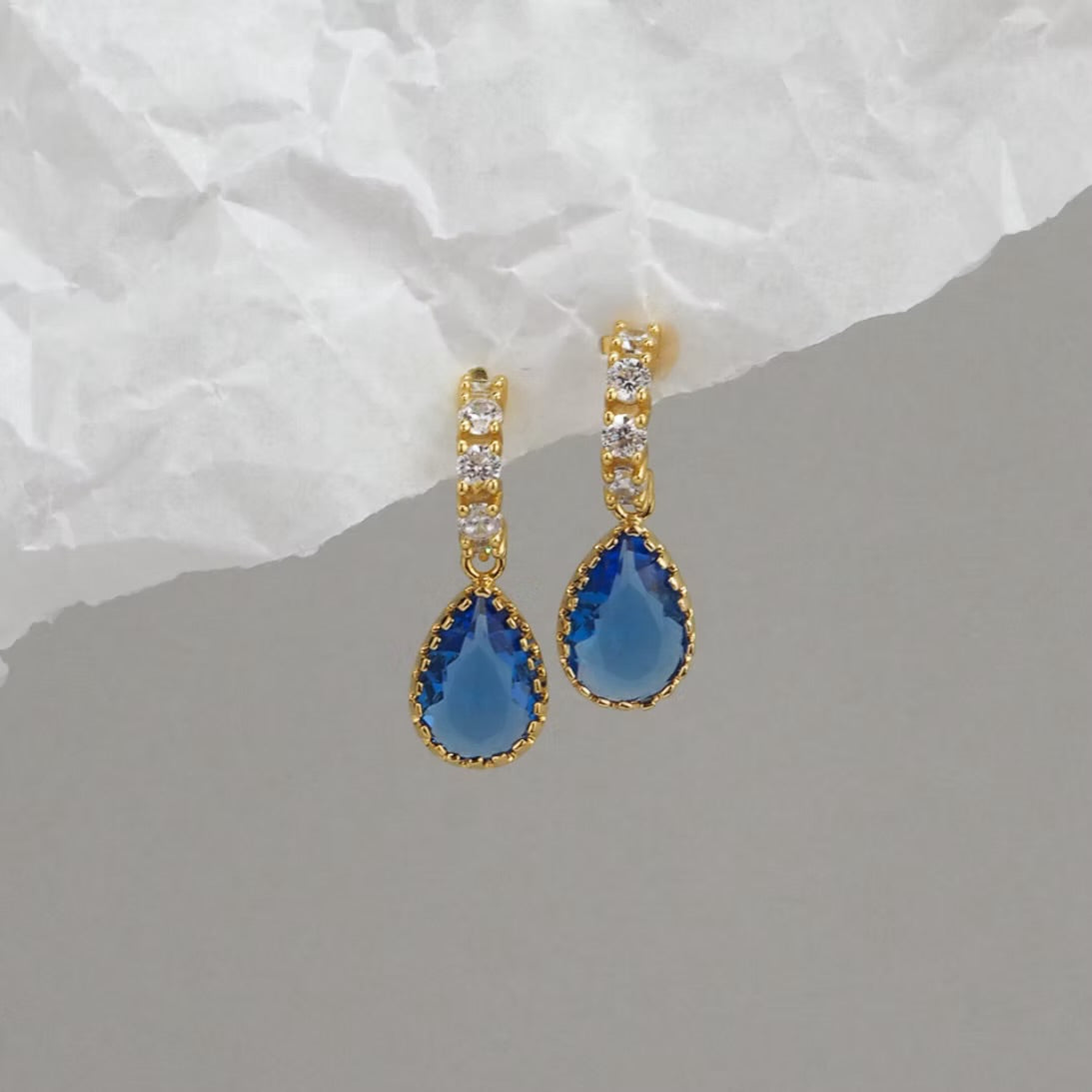 Hampton Rain Drop Hoops - Blue