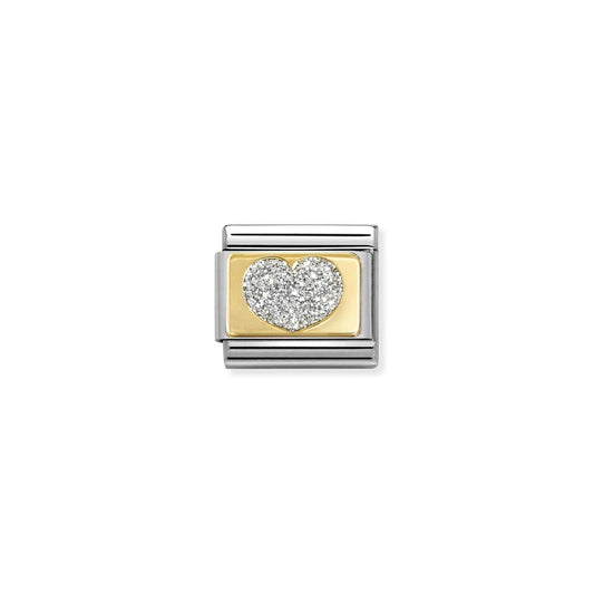 LINK, PLATE SILVER GLITTER HEART
