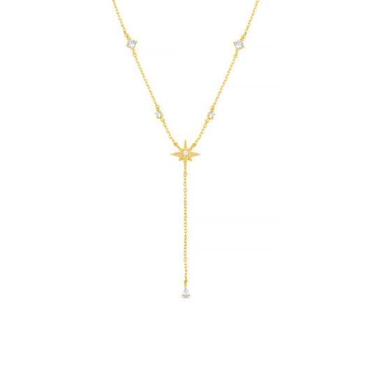 Crystal & Starburst Fine Lariat Necklace