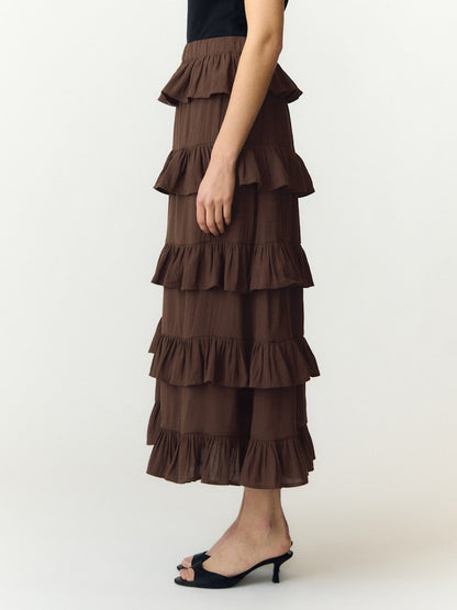 YASWIMA HW ANKLE SKIRT - COFFEE BEAN