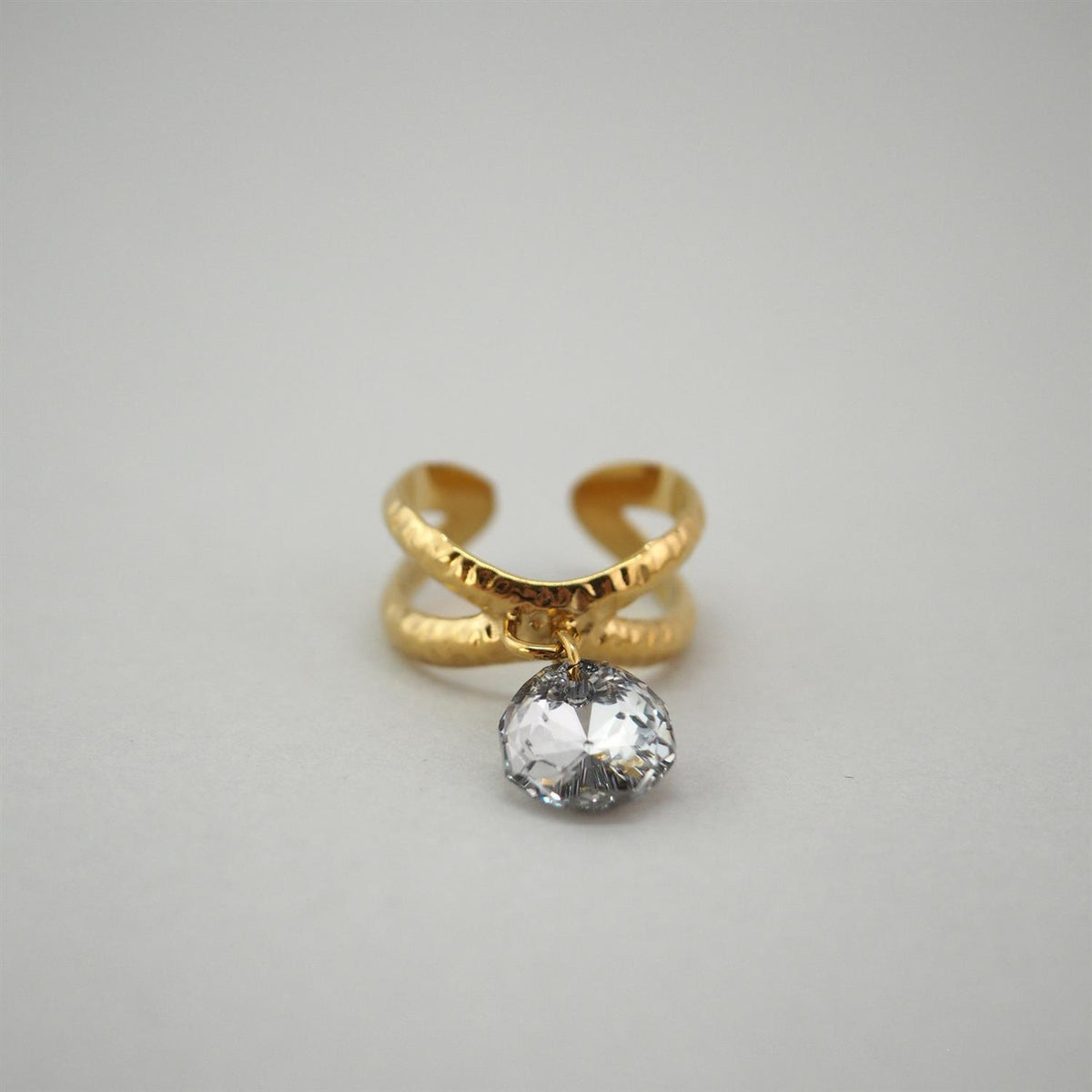 Cross Band Bold Clear Ring