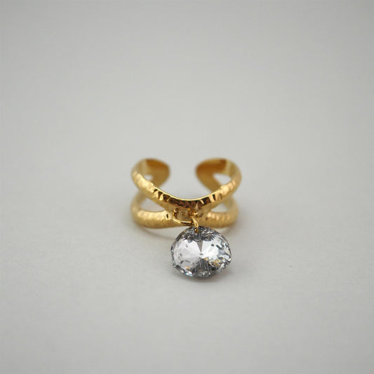 Cross Band Bold Clear Ring