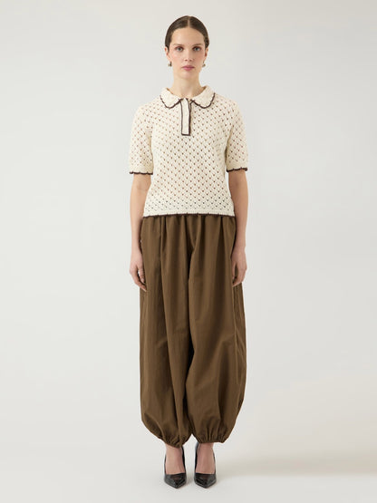 YASLINGO SS KNIT POLO TOP