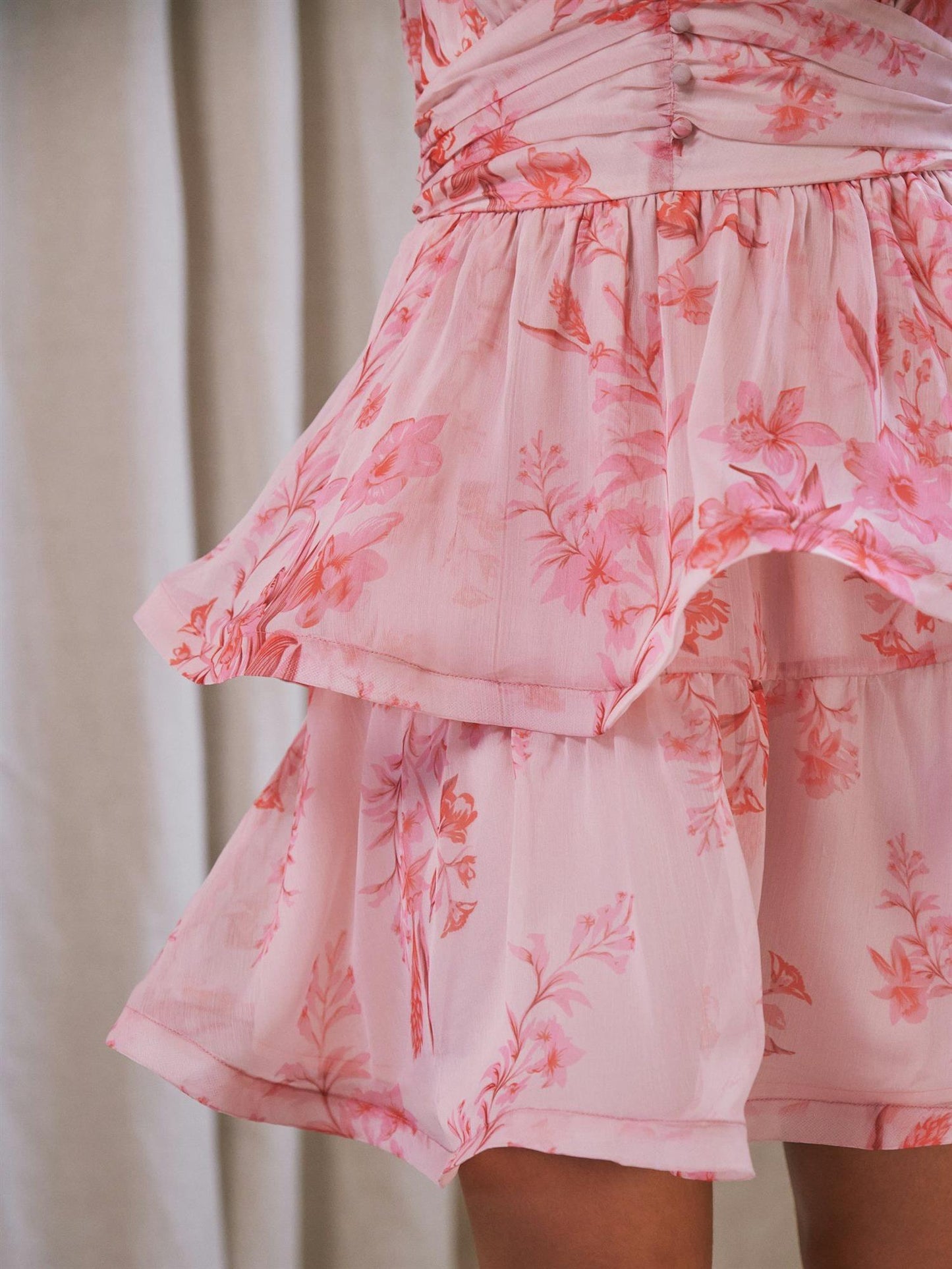 Rivana Print Chiffon Dress - Pink