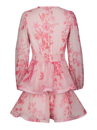 Rivana Print Chiffon Dress - Pink
