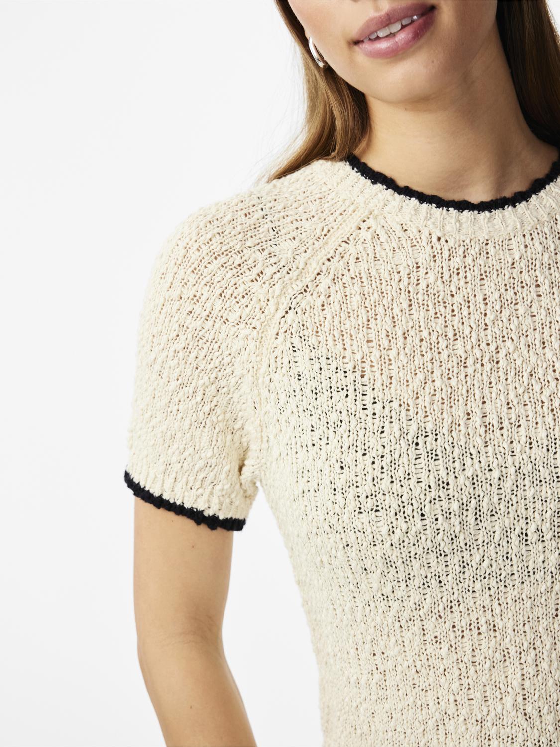 YASCHANEO SS KNIT TOP - BIRCH & BLACK