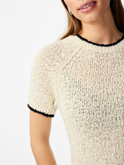 YASCHANEO SS KNIT TOP - BIRCH & BLACK