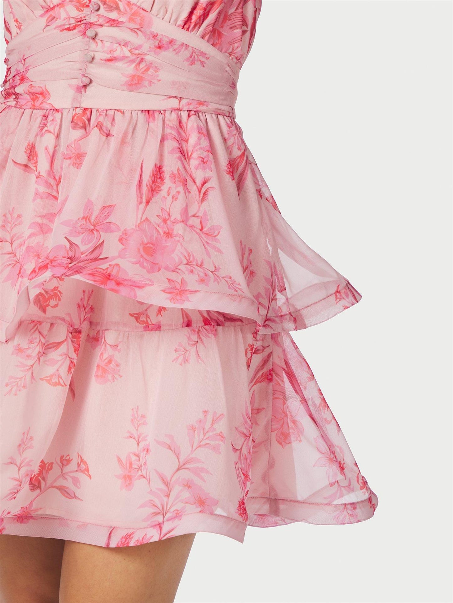 Rivana Print Chiffon Dress - Pink