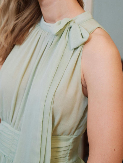Marli Solid Chiffon Dress - Light Green
