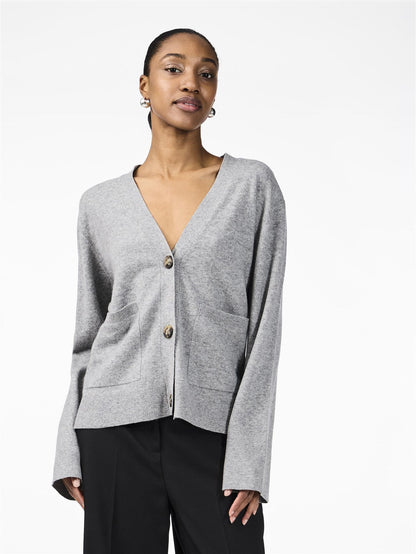 YASEMILIE LS CARDIGAN KNIT - LIGHT GREY MELANGE