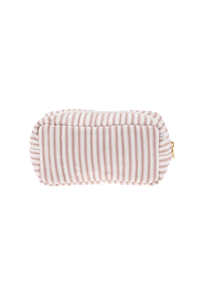 Pouch XS Square mw - Ticking stripe Dusty Pink