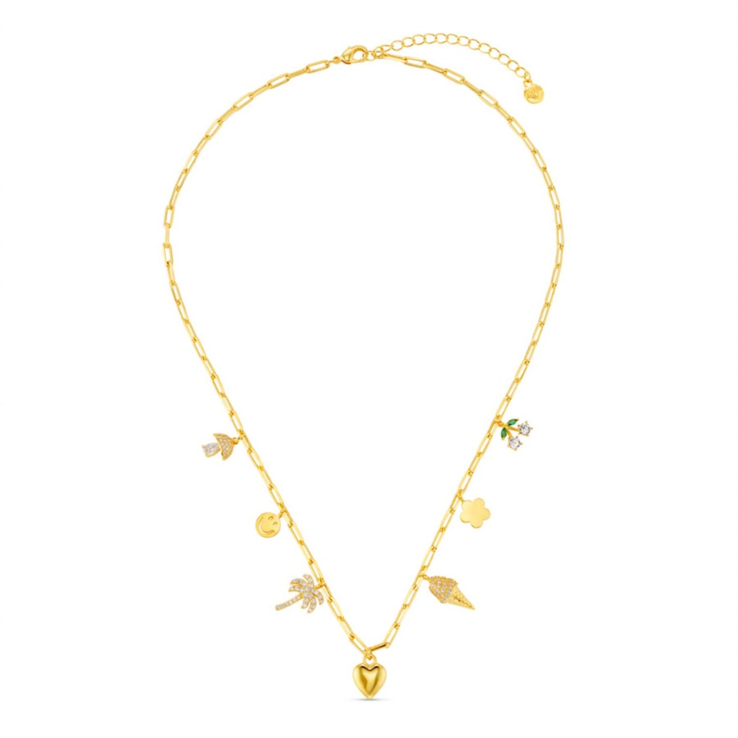 Mixed eclectic pave charm necklace