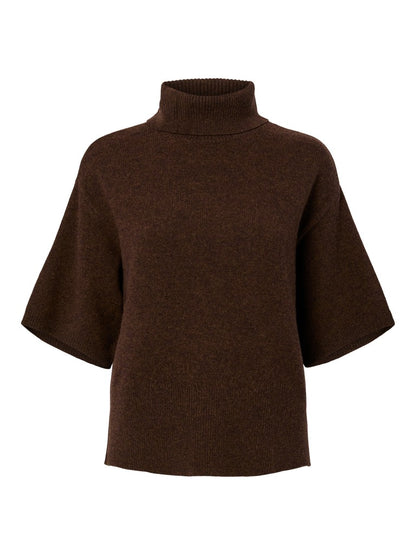 YASEMILIA 2/4 ROLL NECK KNIT PULLOVER - COFFEE BEAN