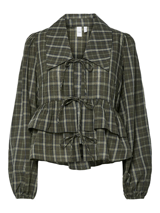 YASCINNA LS TIE TOP - FOREST NIGHT